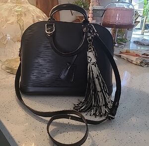 Louis Vuitton Alma PM EPI with Shoulder Strap And Authentic LV Bag Charm